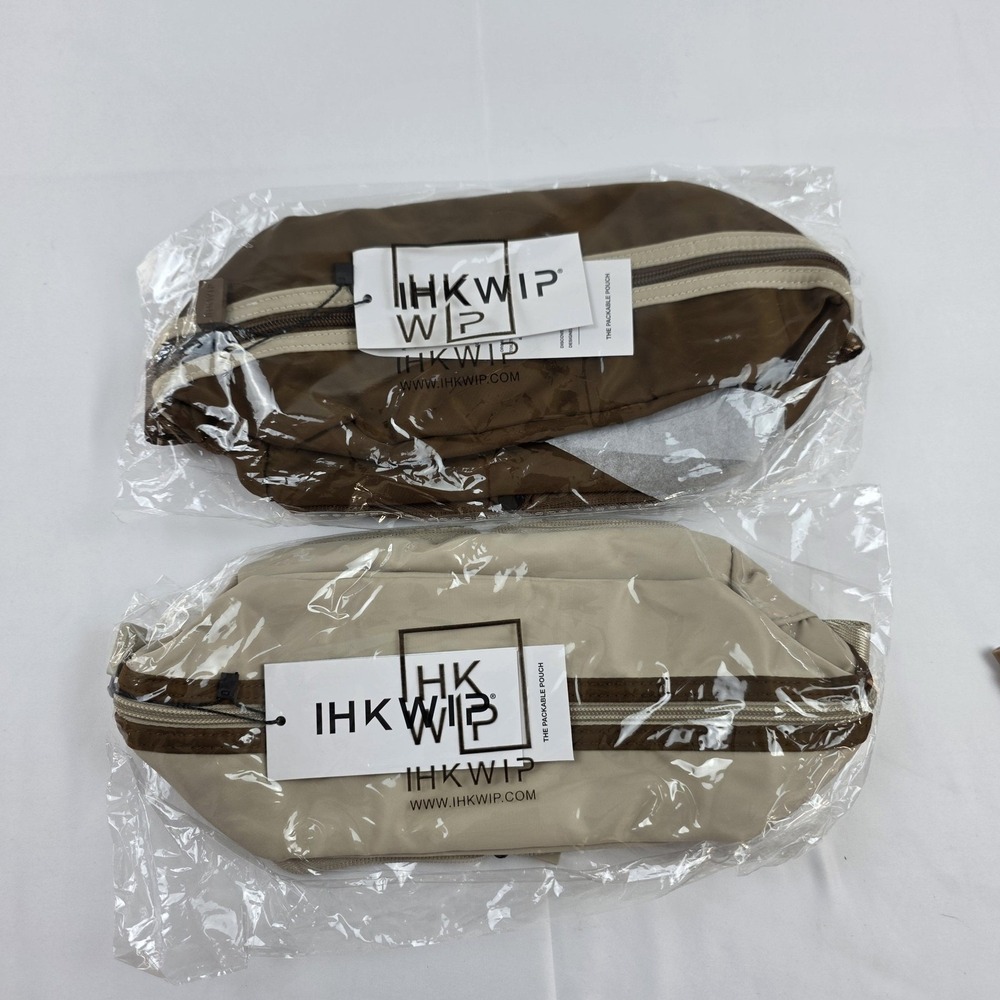 IHKWIP Packable Pouch Brown Tan Travel Organizer Zip Bag Accessory Case